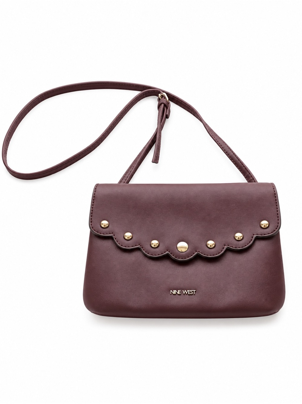Nine West Plum Scalloped Stud Crossbody Bag